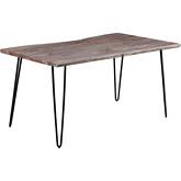 Nature's Edge 60" Dining Table in Live Edge Slate Gray Wood on Iron Hairpin Legs